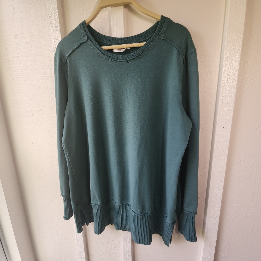 PRAIRIE COTTON Sweater Made in USA Cotton Spandex Size Large